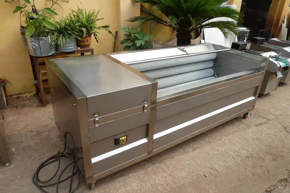 Fruit/vegetable cleaning and peeling machine